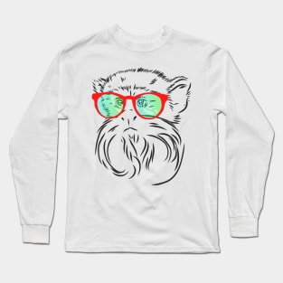 a serious monkey with a mustache and rainbow glasses Long Sleeve T-Shirt